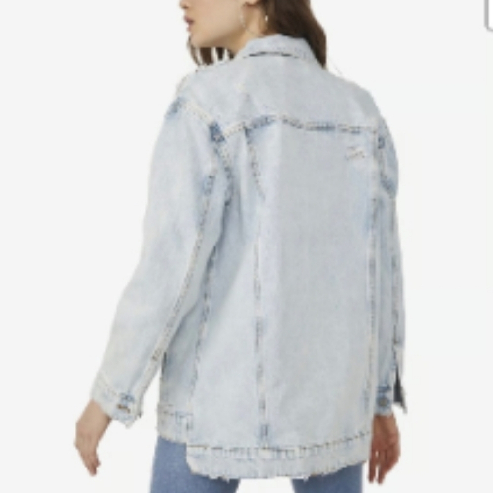 Free People Destroyed Long & Lean Trucker Jacket